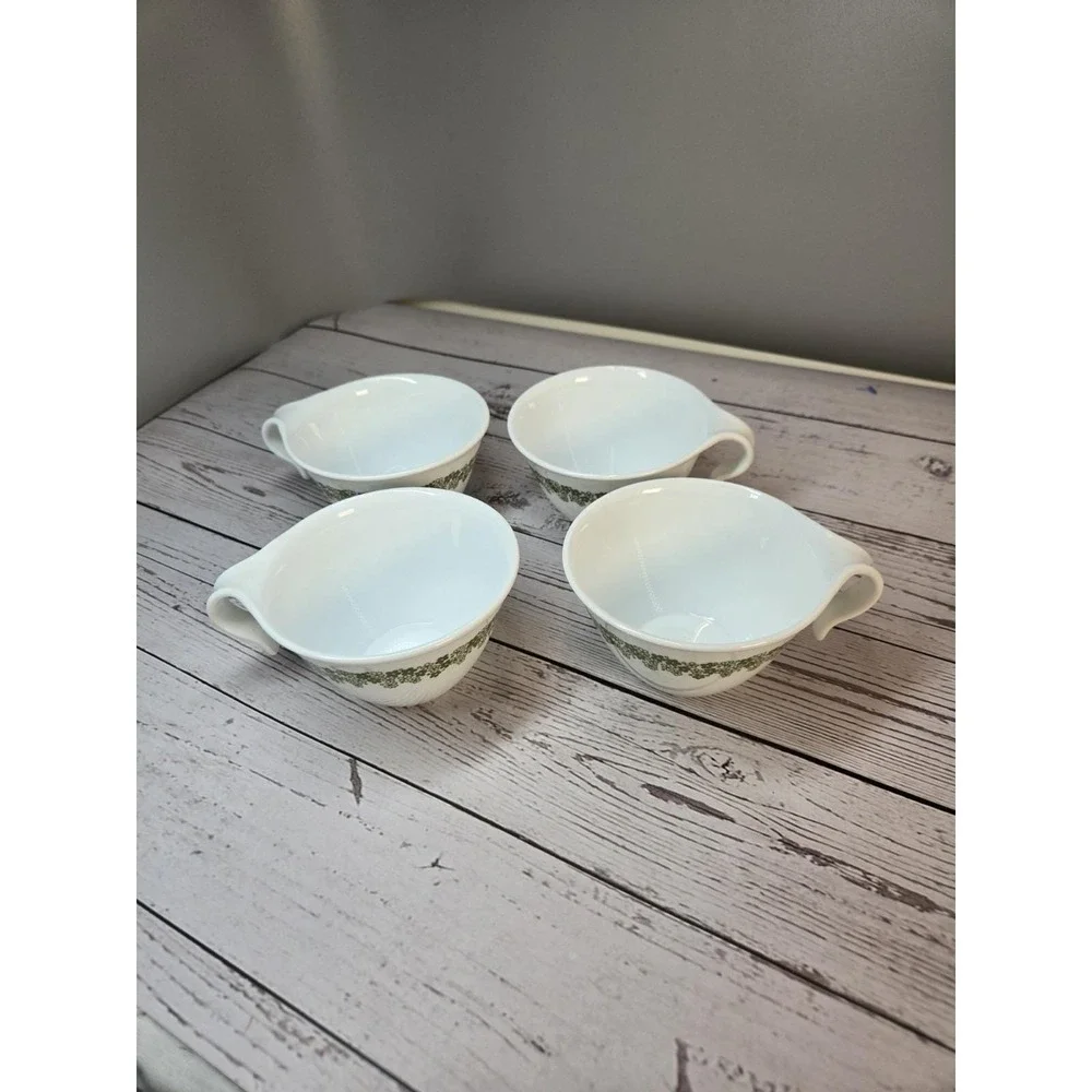 4 Vintage Corelle Corning Crazy Daisy Spring Blossom Hook Handle Coffee Tea Cups